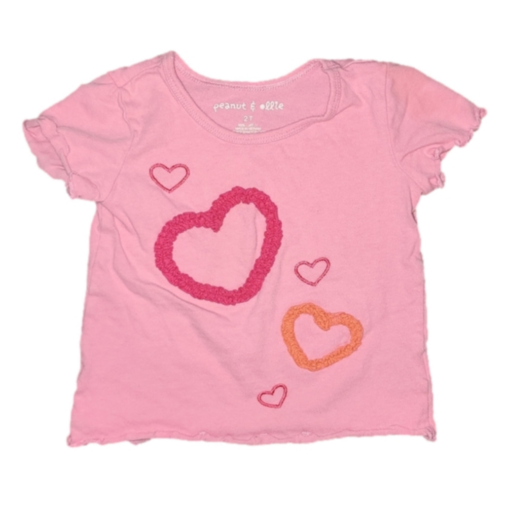 PEANUT & ELLIE Pink Short Sleeve Tee with Hearts